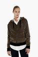 Pull à capuche velours femme Raye noir/kaki vue de détail 1