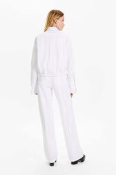 Bomber canvas de coton rayé multicolore femme Blanc vue portée de dos