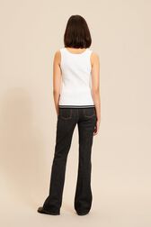Top ajusté maille torsadée femme Blanc vue portée de dos