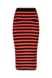 Women Poor Boy Striped Wool Maxi Skirt Striped black/coral front view