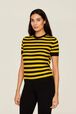 Women Poor Boy Striped Short Sleeve Sweater Striped black/mustard details view 1
