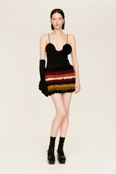 Women Bouclette Wool Short Skirt Multico crea striped details view 4