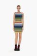 Multicolored Striped Short Dress Multico front worn view