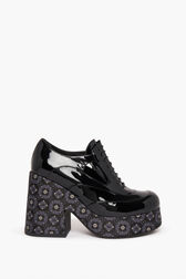 Black Vinyl Lace Shoes Black front view