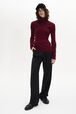 Long-Sleeved Turtleneck Jumper Claret front worn view
