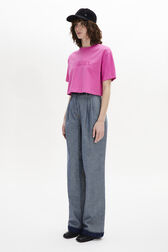 Short-Sleeved Cropped Crew Neck T-Shirt Pink details view 1