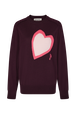 Heart charm crew-neck sweater Purple front view