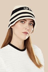 Women Crochet Bucket Hat Ecru details view 1