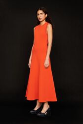 Women Two-Tone Maxi Dress Orange front worn view