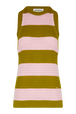 Women Two-Coloured Striped Openwork Tank Top Striped baby pink/khaki front view