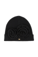 Bonnet laine fleur en relief femme Noir vue de face