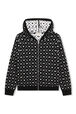 Cardigan à capuche tricot motif Jacquard Noir vue de face