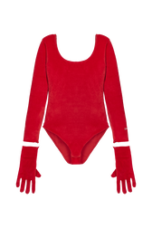 Body velours femme Rouge vue de face