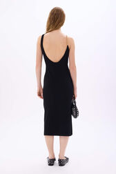 Midi strap dress with chain detail Black back worn view