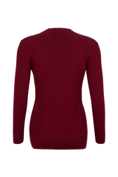 Long-Sleeved V-Neck Cardigan Claret back view