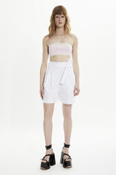 Women Canvas Tailored Shorts White front worn view