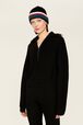 Women Zip Trucker Wool Cashmere Sweater Black details view 2