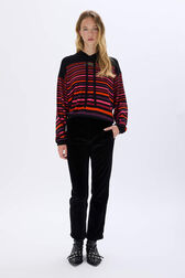 Striped woolen hoodie Striped multico front worn view
