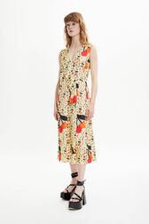 Robe midi twill motif cerise femme Baby yellow vue de détail 1