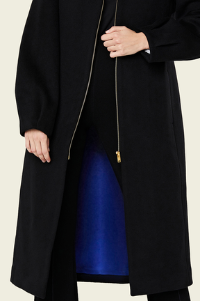 Manteau long double face en laine et cachemire noir Noir vue de détail 2