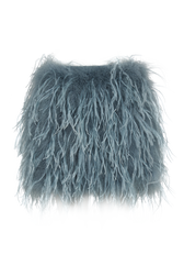 Feather mini skirt Blue grey front view