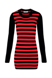Robe midi rayée Jane Birkin femme Raye noir/rouge vue de face