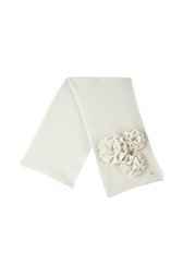 Écharpe laine fleur en relief femme Ecru vue de face