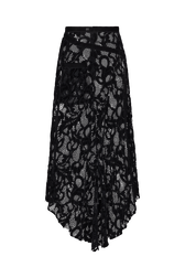 Jupe asymétrique en dentelle velours Noir vue de dos