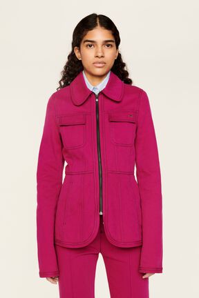 Veste en jean fushia femme Fuchsia vue portée de face