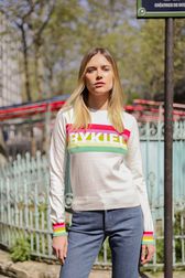 Knitted Long Sleeve Sweater White front worn view