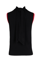 Women Viscose Tank Top with Coloured Armhole Black back view