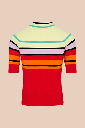 Pull manches courtes femme Rouge vue de dos