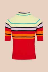 Women Multicolor Short Sleeve Pullover Red back view