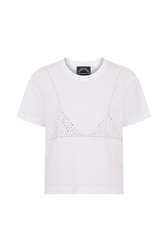 T-shirt manches courtes trompe l'oeil Blanc vue de face