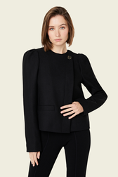 Women Short Wool Blend Jacket Black details view 2