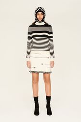 Pull col montant rayé femme Raye noir/blanc vue de détail 1
