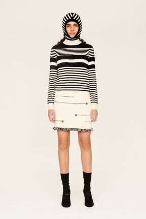 Pull col montant rayé femme Raye noir/blanc vue de détail 1