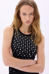 Tank top in jersey with studs Black details view 2