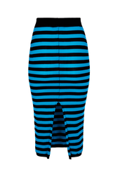 Women Poor Boy Striped Wool Maxi Skirt Striped black/pruss.blue back view