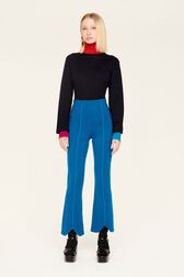 Pantalon maille milano femme Bleu de prusse vue portée de face