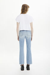 T-shirt coton multicolore signature femme Blanc vue portée de dos