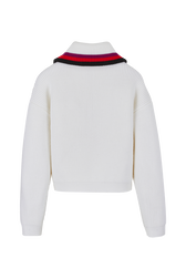 Pull col camionneur laine cachemire côtelé femme Ecru vue de dos