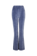 Flared velvet trousers Blue grey front view