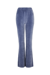 Flared velvet trousers Blue grey front view