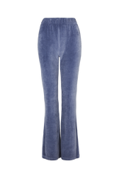 Flared velvet trousers Blue grey front view