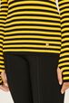 Women Multicoloured Striped Rib Sock Knit Sweater Striped black/mustard details view 3