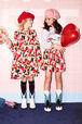 Printed Camo with Ruffle and Cutout Girl Dress Red details view 3