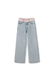 Jean en denim blanchi Stonewashed indigo vue de face