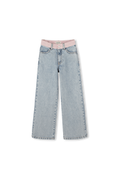 Jean en denim blanchi Stonewashed indigo vue de face