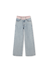 Jean en denim blanchi Stonewashed indigo vue de face